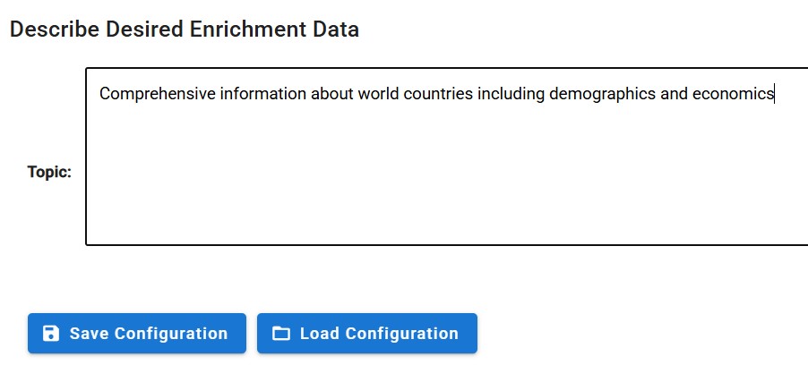 Screenshot of the Interactive Data Client Output Parameters