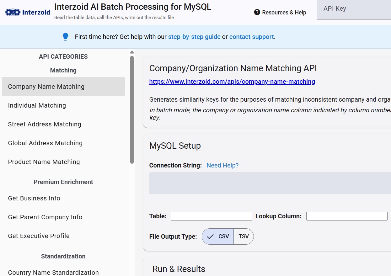 Screenshot of MySQL API Batch Processing