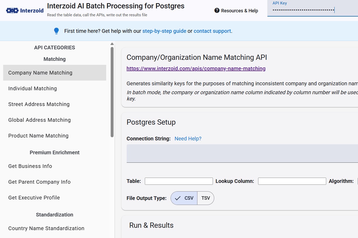 Screenshot of Postgres API Batch Processing