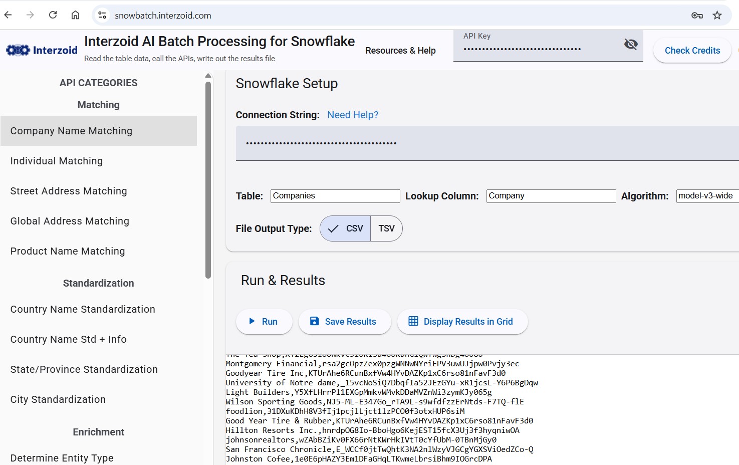 Screenshot of Snowflake API Batch Processing